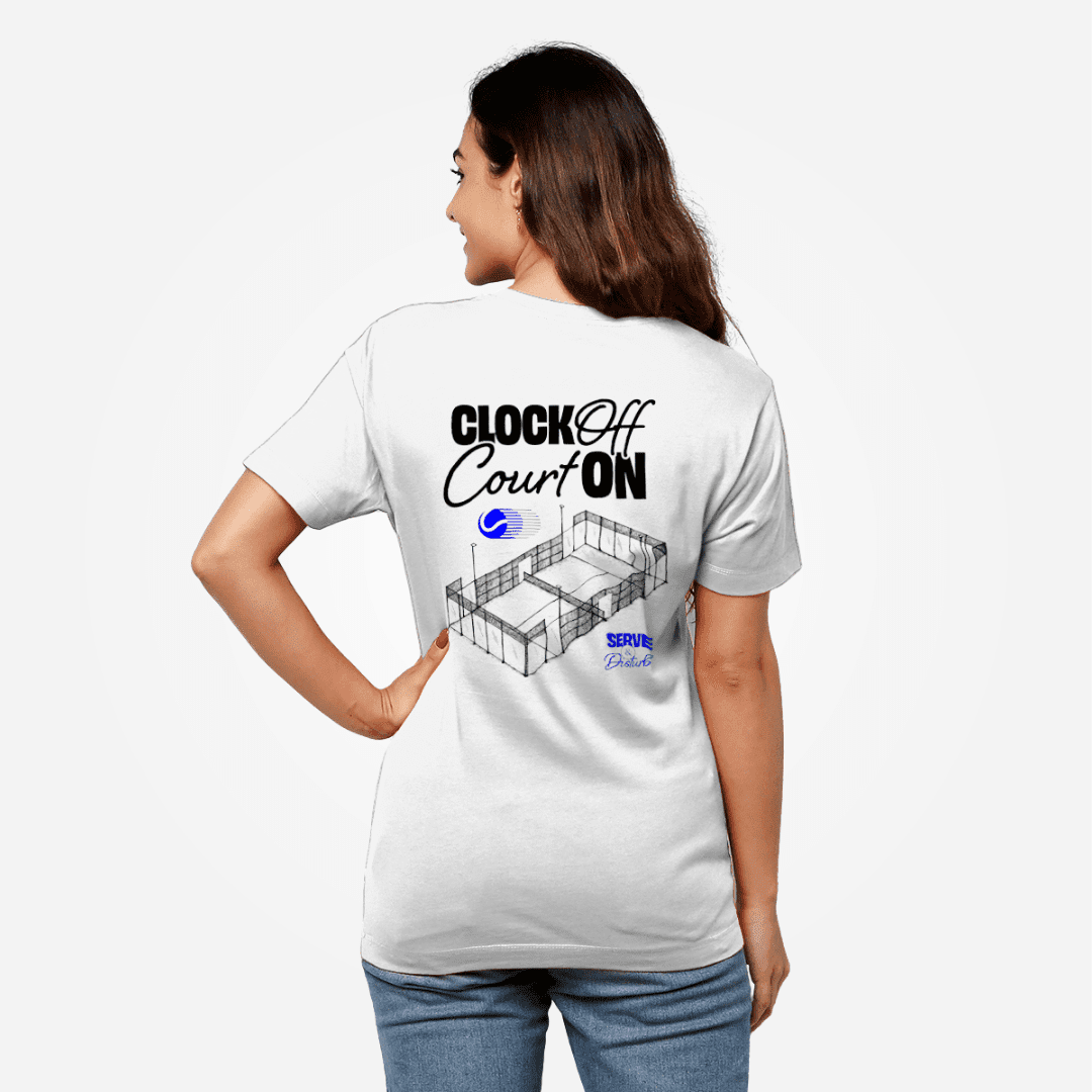 Clock Off Court On Tee - Back - Female